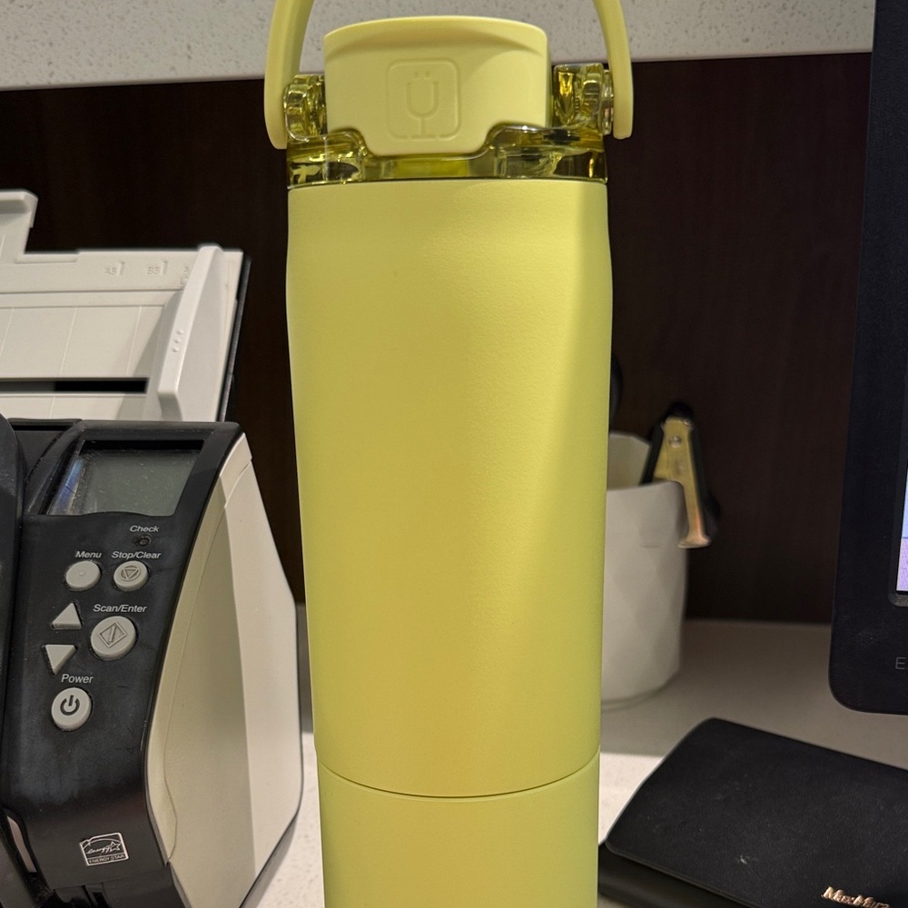 Yellow Insulated Water Bottle with Flip Lid